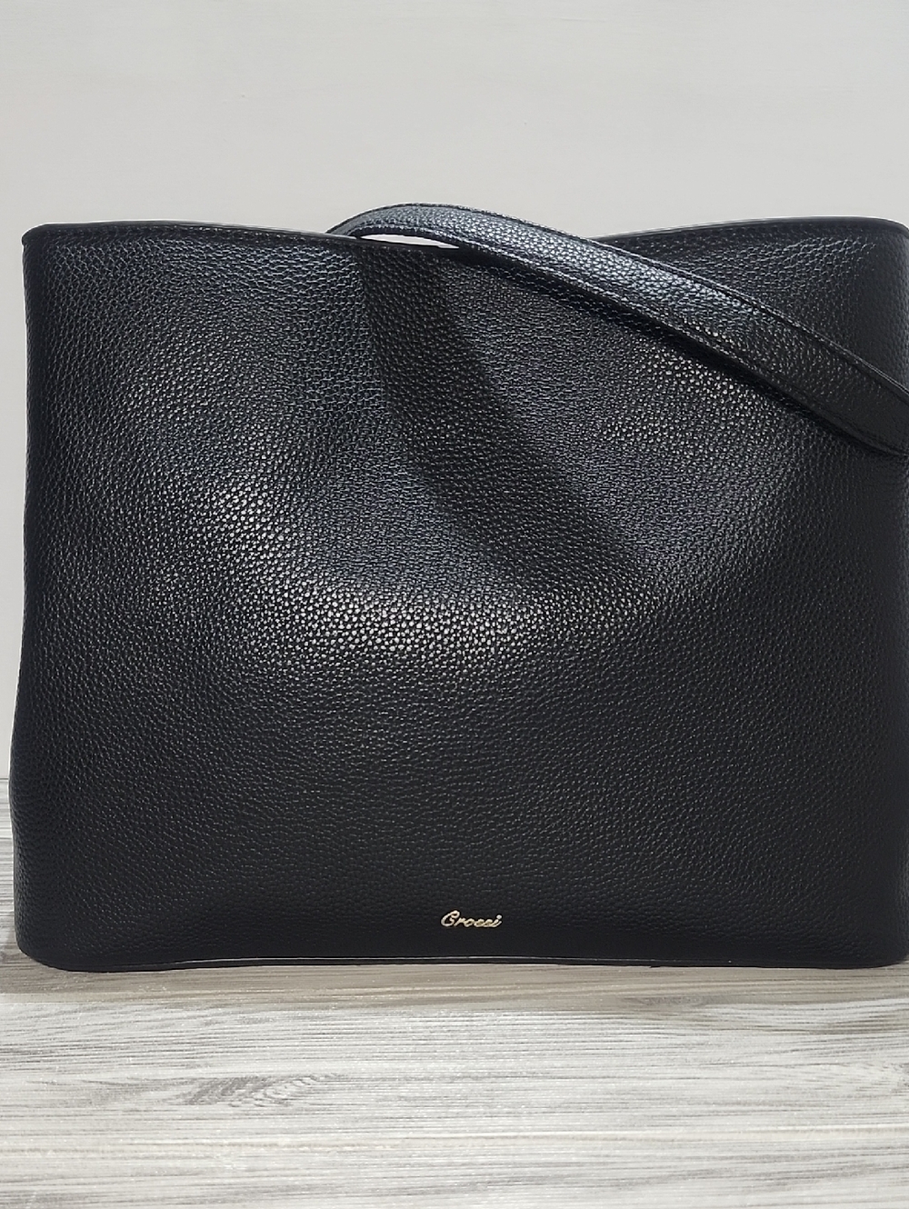 Grossi Black Quilted Tote Bag